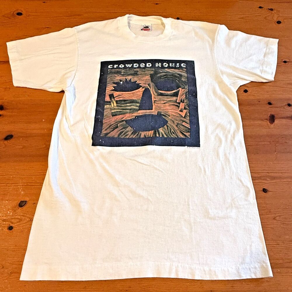 Vintage CROWDED HOUSE Woodface 1991 Tour T-Shirt Single Stitch L